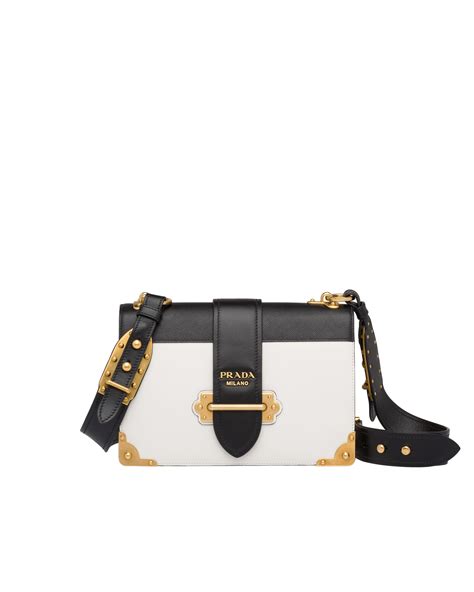 White/black Prada Cahier Large leather bag 